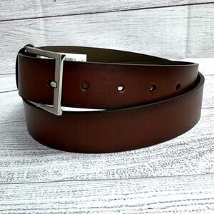 Status Accessories Brown Genuine Leather Belt W/ Silver Buckle Size 40